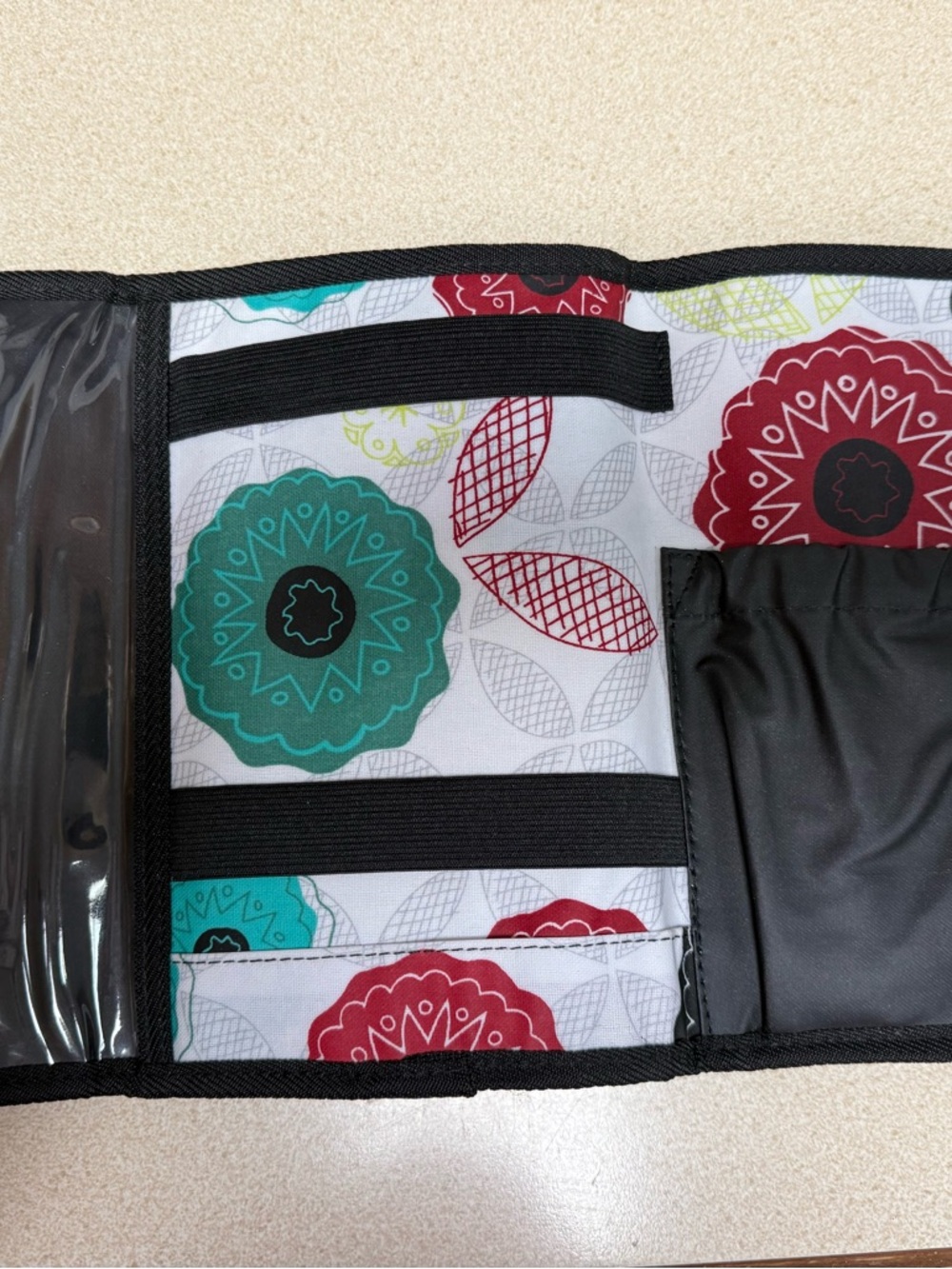 thirty-one Floral Organizer Pouch in Teal and Red